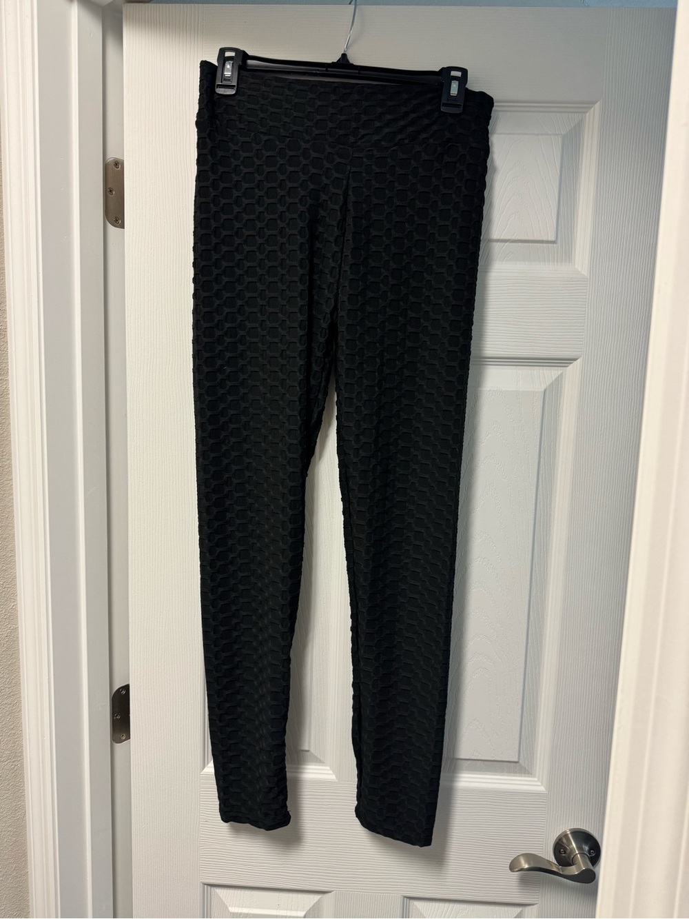 Textured Black High-Rise Leggings